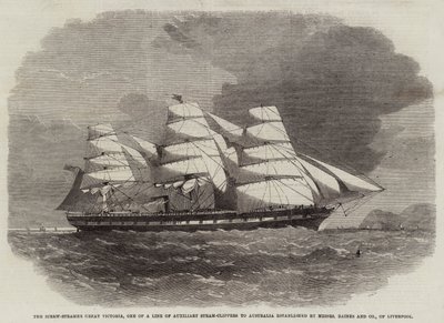 De Schroefstoomboot Great Victoria, een van een lijn van hulpschepen naar Australië opgericht door Messers Baines en Company, uit Liverpool door Edwin Weedon